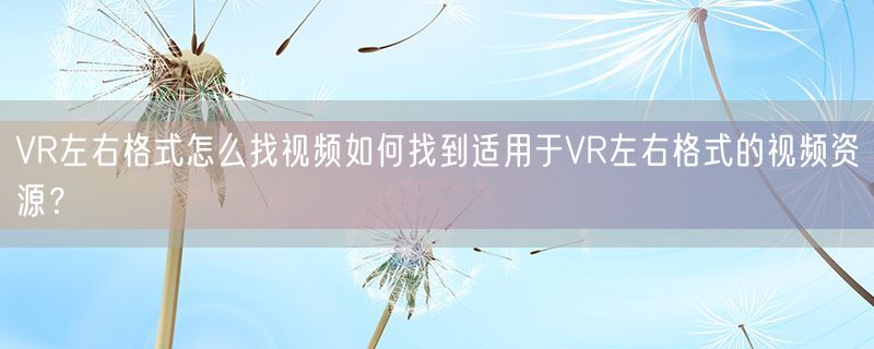 VR左右格式怎么找视频如何找到适用于VR左右格式的视频资源？
