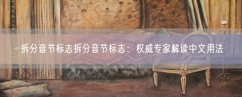 拆分音节标志拆分音节标志：权威专家解读中文用法